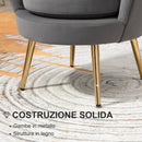 Poltrona Imbottita 76x67x74 cm in Tessuto Vellutato Grigio