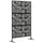 Paravento Separè da Esterno 122x45x198 cm con Motivi a Salice e 2 Piedini in Acciaio Nero