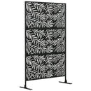 Paravento Separè da Esterno 122x45x198 cm con Motivi a Salice e 2 Piedini in Acciaio Nero