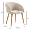 Set di 2 Sedie da Pranzo Stile Scandinavo 55x56x74 cm Imbottite in Tessuto Beige      
