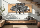 Pannello da Muro Tree Ferro e Wood Set 3pz 176x2x90 cm in Ferro e MDF Nero e Marrone      