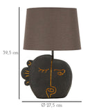 Lampada da Tavolo Tribal Ø27,5x39,5 cm in Resina e Ferro e Tessuto Marrone e Oro      