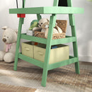 Lavagna per Bambini 59x48x118 cm a Gesso Magnetica e Rotolo di Carta in Legno Verde  