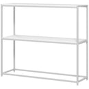 Tavolo Consolle da Ingresso con Ripiano Aperto 100x30x87 cm in Acciaio e Truciolato Bianco