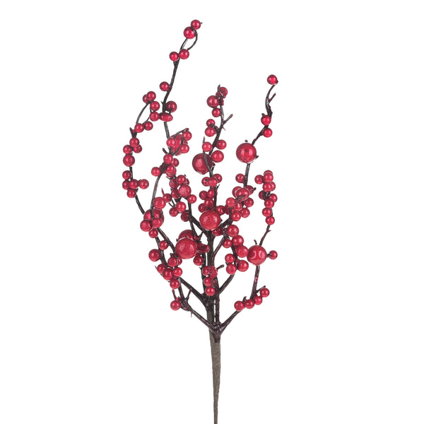 acquista Set 24 Rami Ilex con Bacche Rosse H42 cm Rosso