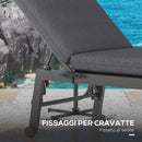 Set 2 Cuscini per Sedie da Esterno 190,5x58,4x7 cm con Lacci e 2 Imbottiture in Poliestere e Cotone Grigio      