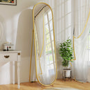 Specchio a Figura Intera da Terra 50x4x180 cm con Supporto Pieghevole in Vetro e Metallo Oro      