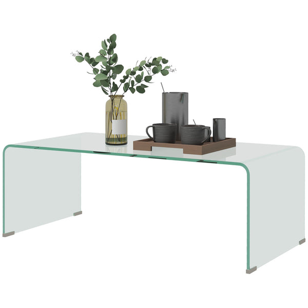 online Tavolino da Salotto in Vetro Temperato Design Monoblocco Moderno 100x50x35 cm