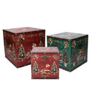 Set 3 Scatole in similpelle design con scritta Merry Christmas quadrate