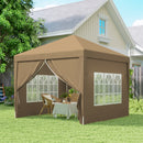 Gazebo da Esterno 3x3 m Pieghevole con 4 Pannelli Laterali in Acciaio e Tessuto Oxford Cachi      