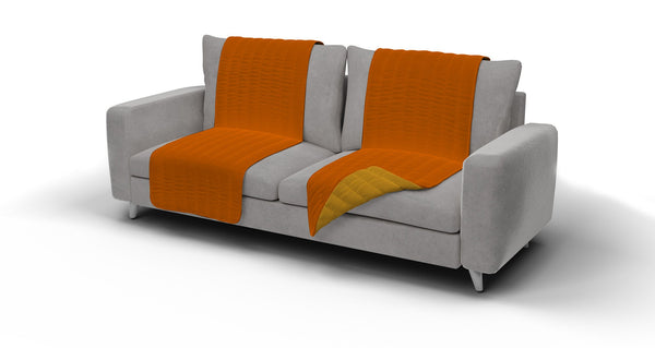 sconto Copriseduta Divano Trapuntato in Microfibra Doubleface Arancio/Giallo