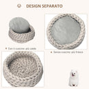 Cuccia per Cani e Gatti Ø50x19 cm in Tessuto Effetto Velluto Grigio