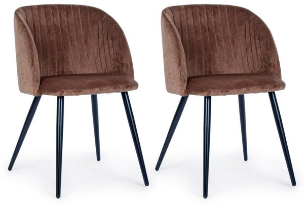 online Set 2 Sedie 53x57x81,5 cm in Poliestere Effetto Velluto Ruggine