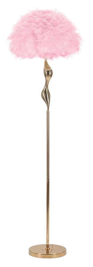 Lampada da Terra Slim Rosa Ø50x165 cm in Ferro e Tessuto Oro e Rosa acquista