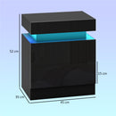 Set 2 Comodini 45x35x52 cm LED a 16 Colori e 4 Modalità con 2 Cassetti in Legno Nero      