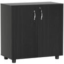 Armadietto da Ufficio Multiuso 2 Ante 80x40x80 cm con Serratura Rivestimento in Melamina Nero  