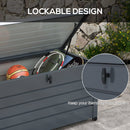 Baule da Esterno da 311L con Serratura e 2 Maniglie 120x62x66 cm in Acciaio Zincato Grigio Scuro