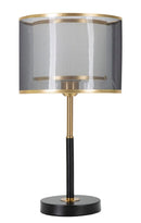 Lampada da Tavolo Levels Ø25x48 cm in Ferro e Tessuto Nero e Oro      