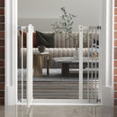 Cancelletto per Cani Estensibile 74-87x78 cm con 2 Blocchi e Chiusura Automatica in Metallo e Plastica Bianco  