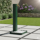 Fontana da Giardino Design a Colonna Quadrata Rubinetto in Ottone e Base con Ciottoli Verde
