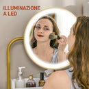 Consolle Trucco Specchio Illuminato a LED e Sgabello Bianco   