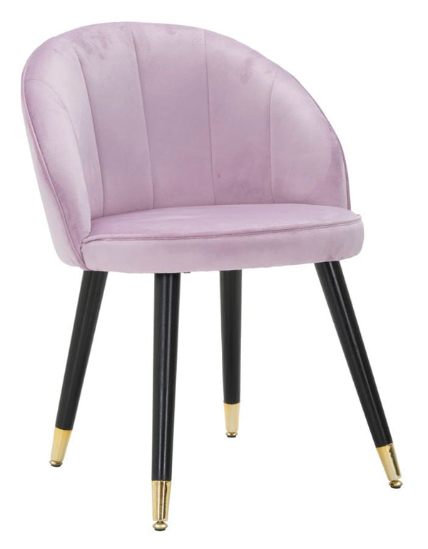 Sedia Loty Rosa 57x58x80 cm in Legno e Velluto Rosa Nero e Oro sconto
