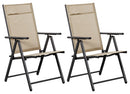 Set 2 Sedie Pieghevoli da Giardino 57x67x107 cm in Metallo e Textilene Beige
