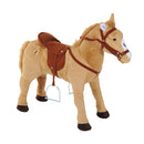Cavallo Giocattolo con Suoni Realistici Sella Briglie e Poggiapiedi 85x28x60 cm in Poliestere Beige      