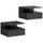 Set di 2 Comodini Sospesi 35x32x22,5 cm con Cassetto e Mensola Aperta Rivestimento in Melamina Nero