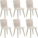 Set 6 Sedie per Sala da Pranzo Beige con Gambe Acciaio Dorato Seduta Ergonomica