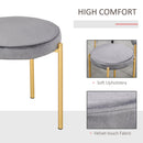 Set 4 Sgabelli Imbottiti Ø41,5x46 cm in Poliestere Vellutato Oro e Grigio