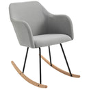 Sedia a Dondolo in Metallo e Tessuto Lino 46x69x80 cm  Grigio Chiaro