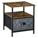 Comodino 1 Cassetto in Tessuto 40x40x46,9 cm in Legno e Acciaio Marrone e Grigio