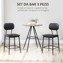 Set da Pranzo Tavolo e 2 Sedie con Seduta e Schienale Imbottiti in Similpelle Nero e Marrone