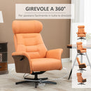 Poltrona Reclinabile e Girevole 80x84x104 cm in Microfibra Arancione