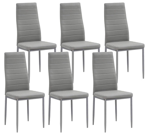 Set 6 Sedie 42x40x82 cm in Similpelle Grigio online