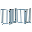 Cancellino Pieghevole per Cani Taglia Piccola e Media 237,5x36x80 cm con 4 Pannelli in Legno di Pino Blu Grigio   