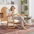Poltrona a Dondolo 90°-130° 64,5x82x89 cm con Cuscino Lombare in Tessuto Sherpa Bianco  
