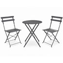 Set 3 Pezzi Giardino Tavolo 2 Sedie Bistrot Pieghevole Modello Parigi Antracite      