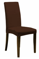 Set 2 Coprisedie Elasticizzati in Poliestere Marrone