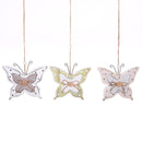 Set 12 Farfalla Assortita in Legno e Metallo Larghezza 15 cm