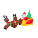 Babbo Natale con Renne Gonfiabile a LED 210x80x120 cm 
