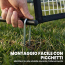 Rete da Rimbalzo Portatile 2-in-1 Doppio Lato e Pieghevole 200x94x122-52A cm in Metallo Nero      