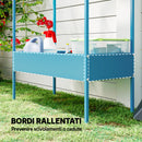 Portavasi a 2 Livelli 75x35x150 cm a Forma di Casetta con Gancio in Metallo Blu Verde      