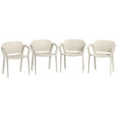 Set 4 Sedie da Giardino Design Moderno 60x56x75 cm Impilabili in PP Bianco 