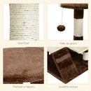 Albero Tiragraffi per Gatti in Peluche e Sisal con Cucce e Pallina Caffè e Crema 50x50x132 cm 
