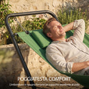 Amaca da Giardino 237x90x92 cm con Supporto Tasca Laterale e Poggiatesta in Metallo e Poliestere Verde Scuro      