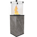 Stufa a Gas da Esterno cm 136,6x44,2x44,2 Flig Gastonia Mini Pietra Naturale Grigia con Vetri