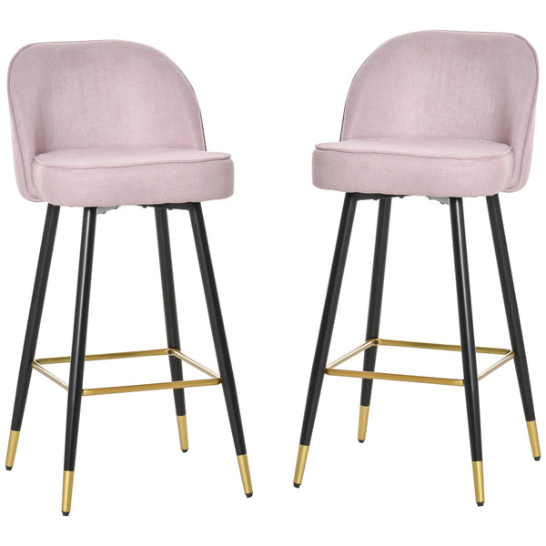 sconto Set 2 Sgabelli da Bar 55x44,5x101 cm in Poliestere Rosa
