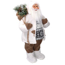Babbo natale in tessuto con led bianco e marrone cm xh45